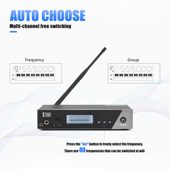 XTUGA  IEM1100 Professional Wireless In Ear Monitor System 1 BodyPacks(US Plug)