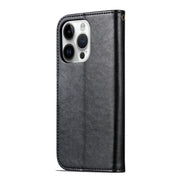 For iPhone 16 Pro AZNS Sheepskin Texture Flip Leather Phone Case(Black)