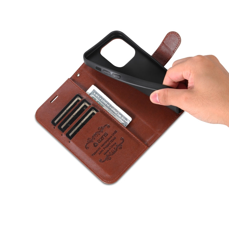 For iPhone 16 Pro AZNS Sheepskin Texture Flip Leather Phone Case(Brown)