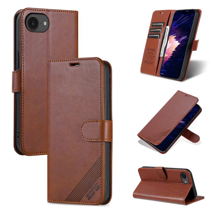 For iPhone 16e AZNS Sheepskin Texture Flip Leather Phone Case(Brown) - iPhone 16e Cases by AZNS | Online Shopping South Africa | PMC TechLife | Buy Now Pay Later Mobicred