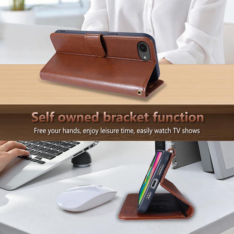 For iPhone 16e AZNS Sheepskin Texture Flip Leather Phone Case(Brown) - iPhone 16e Cases by AZNS | Online Shopping South Africa | PMC TechLife | Buy Now Pay Later Mobicred