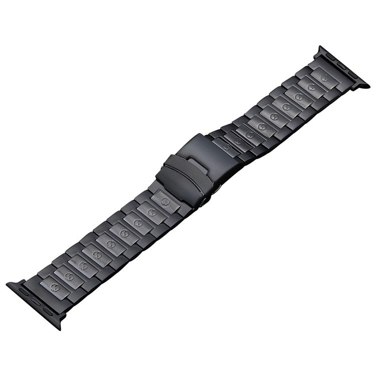 For Apple Watch Series 7 41mm Safety Buckle Titanium Steel Watch Band(Black) - Watch Bands by PMC TechLife | Online Shopping South Africa | PMC TechLife