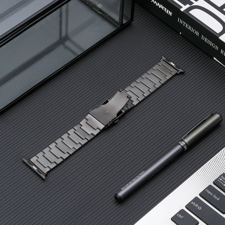 For Apple Watch Series 7 41mm Safety Buckle Titanium Steel Watch Band(Grey) - Watch Bands by PMC TechLife | Online Shopping South Africa | PMC TechLife