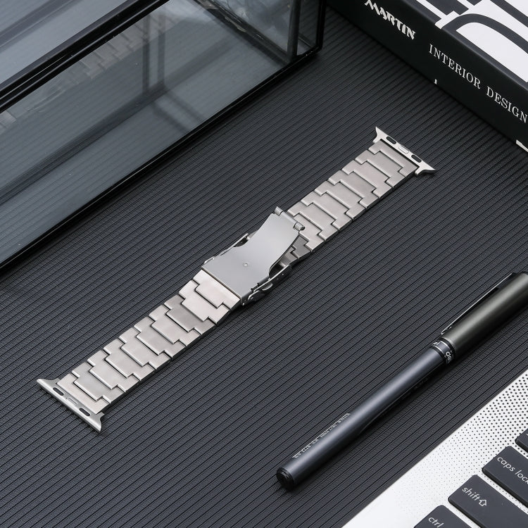 For Apple Watch Series 7 41mm Safety Buckle Titanium Steel Watch Band(Silver) - Watch Bands by PMC TechLife | Online Shopping South Africa | PMC TechLife
