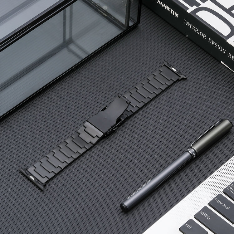 For Apple Watch Series 7 45mm Safety Buckle Titanium Steel Watch Band(Black) - Watch Bands by PMC TechLife | Online Shopping South Africa | PMC TechLife