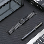 For Apple Watch SE 40mm Safety Buckle Titanium Steel Watch Band(Black)