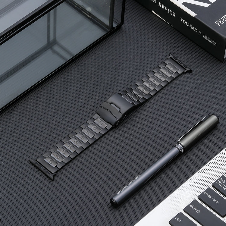 For Apple Watch SE 40mm Safety Buckle Titanium Steel Watch Band(Black)