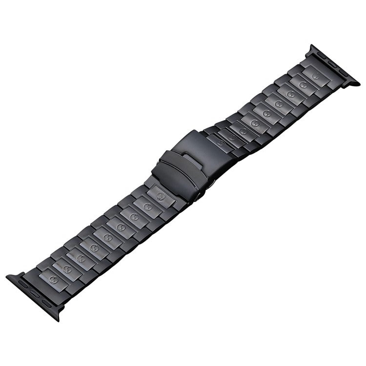 For Apple Watch Series 3 38mm Safety Buckle Titanium Steel Watch Band(Black) - Watch Bands by PMC TechLife | Online Shopping South Africa | PMC TechLife