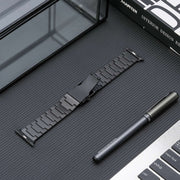 For Apple Watch 38mm Safety Buckle Titanium Steel Watch Band(Black)