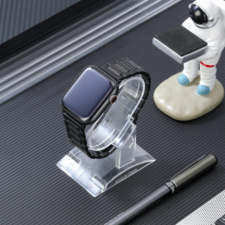 For Apple Watch 38mm Safety Buckle Titanium Steel Watch Band(Black)