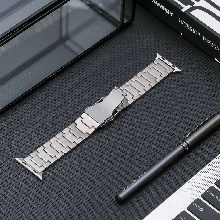 For Apple Watch 38mm Safety Buckle Titanium Steel Watch Band(Silver) - Watch Bands by PMC TechLife | Online Shopping South Africa | PMC TechLife