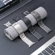 For Apple Watch 38mm Safety Buckle Titanium Steel Watch Band(Black)