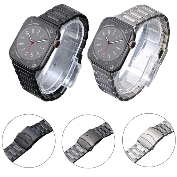 For Apple Watch 42mm Safety Buckle Titanium Steel Watch Band(Grey)