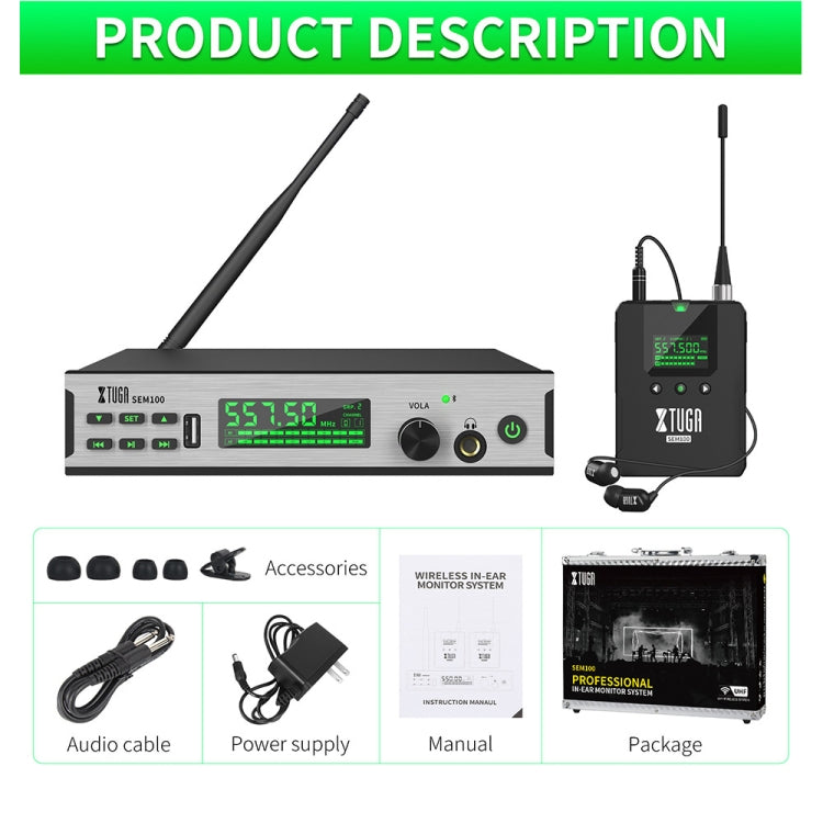 XTUGA SEM100 Professional Wireless In Ear Monitor System 1 BodyPacks(AU Plug) - free shipping - PMC Jewellery - Order now!
