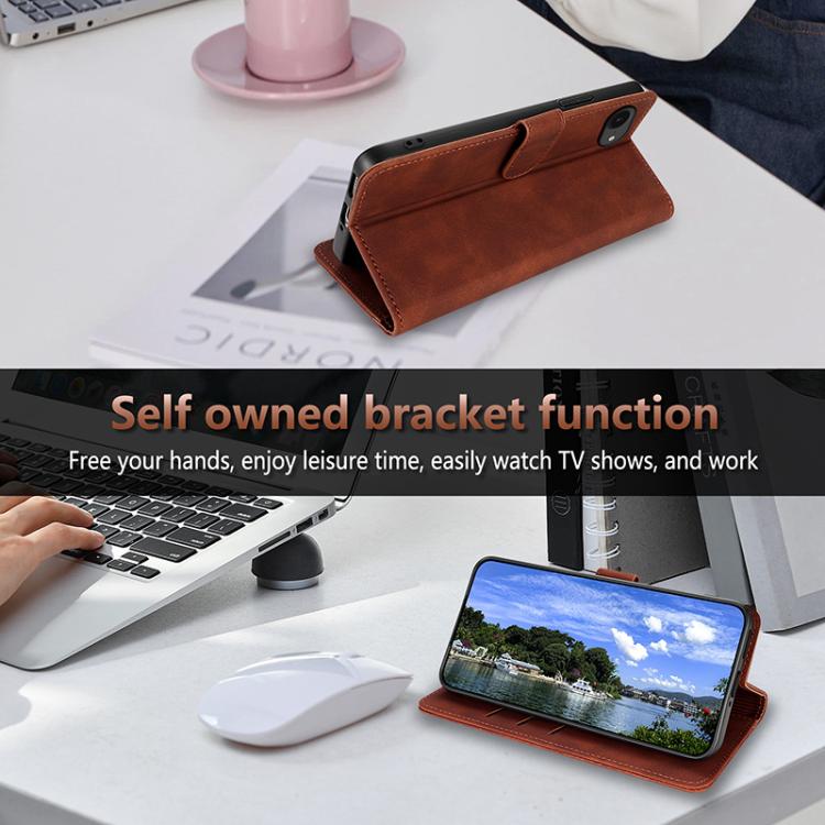 For iPhone 16e AZNS Skin Feel Calf Texture Flip Leather Phone Case(Red) - iPhone 16e Cases by AZNS | Online Shopping South Africa | PMC TechLife | Buy Now Pay Later Mobicred