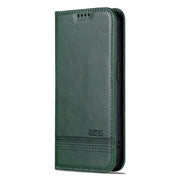 For iPhone 15 Pro Max AZNS Magnetic Calf Texture Flip Leather Phone Case(Dark Green)