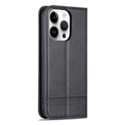 For iPhone 15 Pro AZNS Magnetic Calf Texture Flip Leather Phone Case(Black)