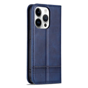 For iPhone 16 Pro Max AZNS Magnetic Calf Texture Flip Leather Phone Case(Dark Blue)
