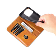 For iPhone 16 Pro AZNS Magnetic Calf Texture Flip Leather Phone Case(Light Brown)