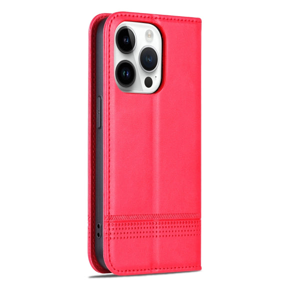 For iPhone 16 Pro AZNS Magnetic Calf Texture Flip Leather Phone Case(Red)