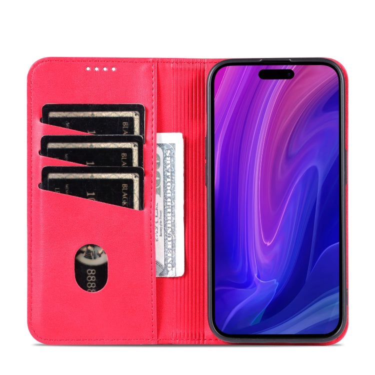 For iPhone 16 Pro AZNS Magnetic Calf Texture Flip Leather Phone Case(Red)