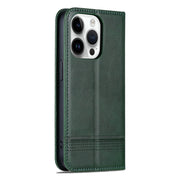 For iPhone 16 Pro AZNS Magnetic Calf Texture Flip Leather Phone Case(Dark Green)