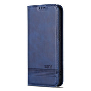 For iPhone 16 Pro AZNS Magnetic Calf Texture Flip Leather Phone Case(Dark Blue)