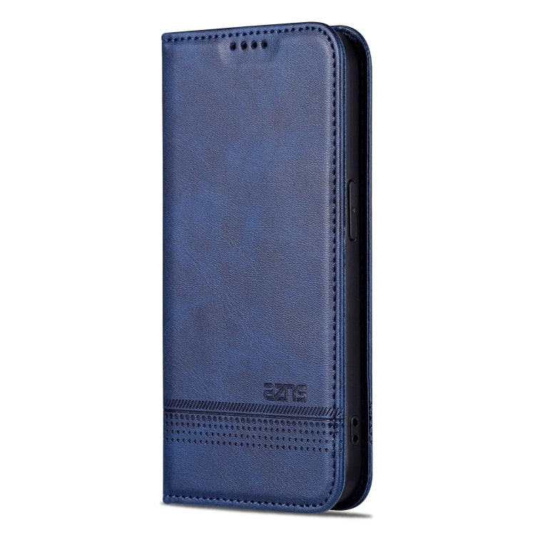 For iPhone 16 Pro AZNS Magnetic Calf Texture Flip Leather Phone Case(Dark Blue)