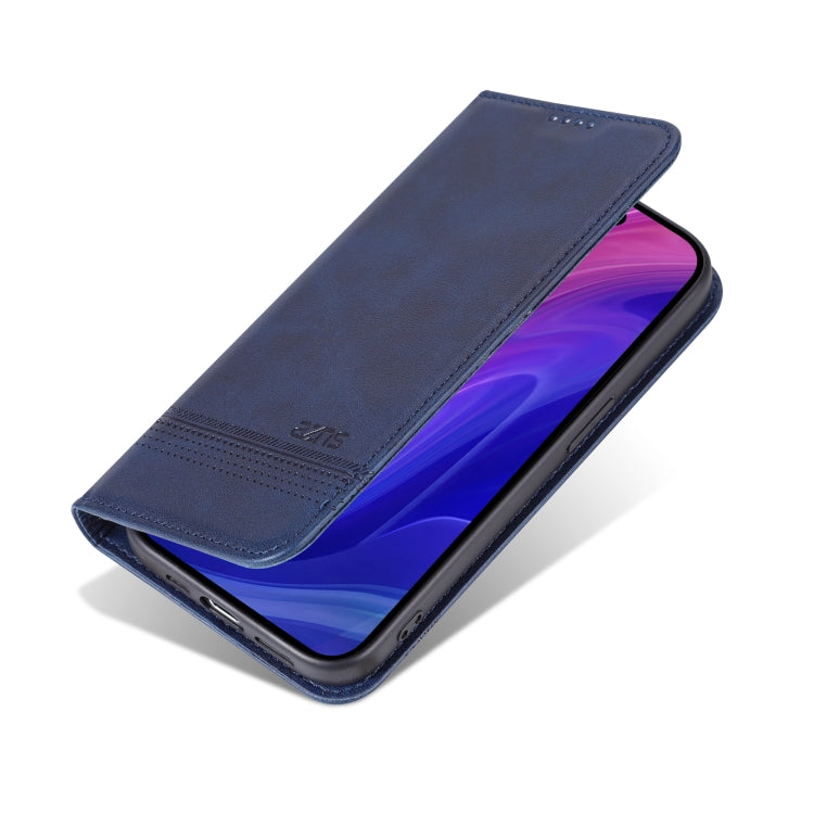 For iPhone 16 Pro AZNS Magnetic Calf Texture Flip Leather Phone Case(Dark Blue)