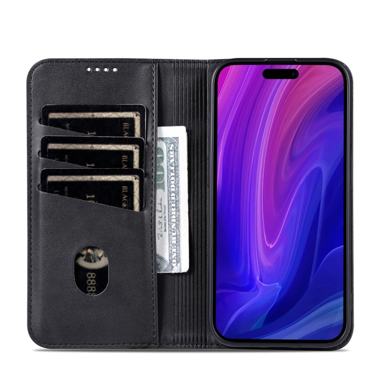 For iPhone 16 Pro AZNS Magnetic Calf Texture Flip Leather Phone Case(Black)