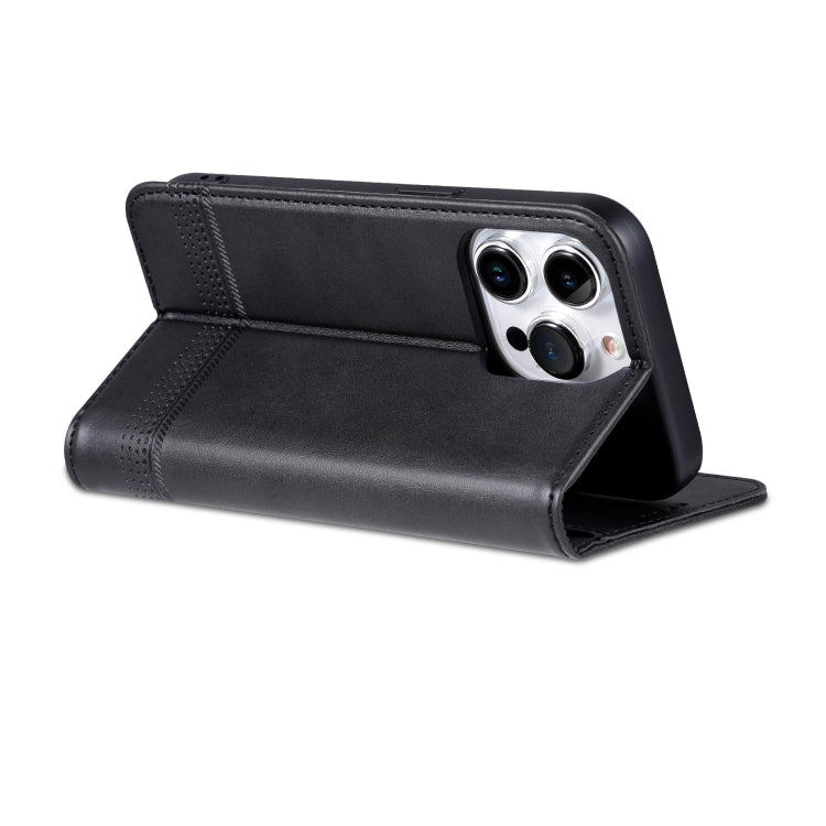 For iPhone 16 Pro AZNS Magnetic Calf Texture Flip Leather Phone Case(Black)