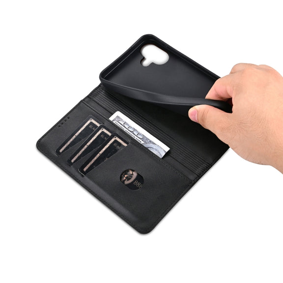 For iPhone 16 Plus AZNS Magnetic Calf Texture Flip Leather Phone Case(Black)