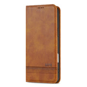 For iPhone 16 AZNS Magnetic Calf Texture Flip Leather Phone Case(Light Brown)