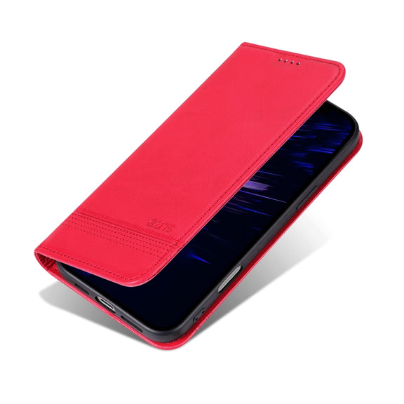 For iPhone 16 AZNS Magnetic Calf Texture Flip Leather Phone Case(Red)