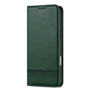For iPhone 16 AZNS Magnetic Calf Texture Flip Leather Phone Case(Dark Green)