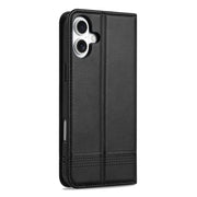 For iPhone 16 AZNS Magnetic Calf Texture Flip Leather Phone Case(Black)