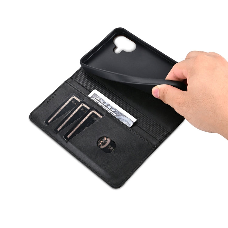For iPhone 16 AZNS Magnetic Calf Texture Flip Leather Phone Case(Black)