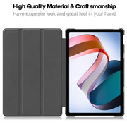 For Xiaomi Redmi Pad SE Custer Pure Color 3-Fold Holder Leather Tablet Case(Black)