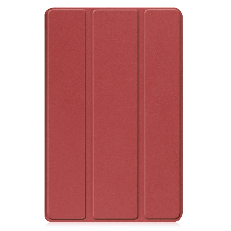 For Samsung Galaxy Tab A9 Custer Pure Color 3-Fold Holder Leather Tablet Case(Wine Red) - Others by PMC TechLife | Online Shopping South Africa | PMC TechLife | Buy Now Pay Later Mobicred