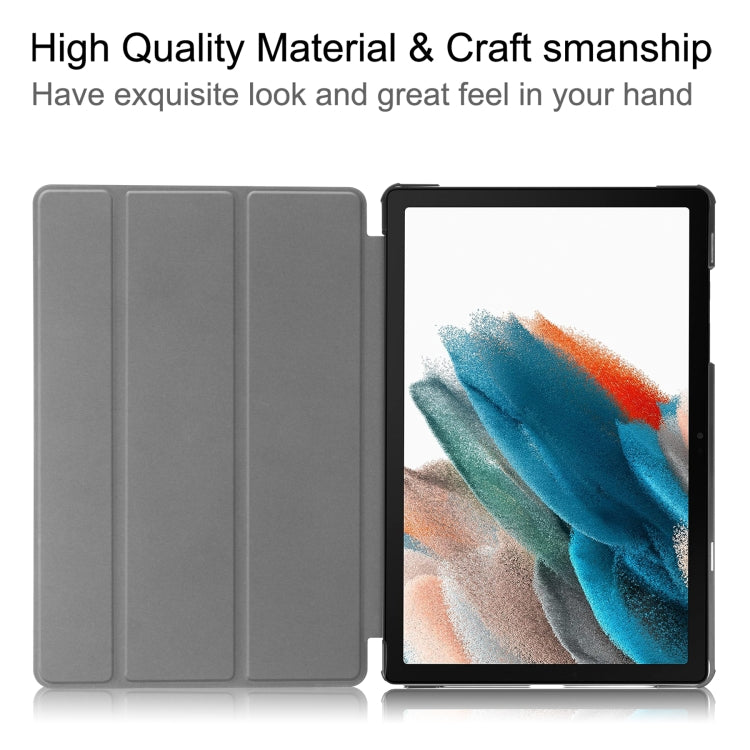 For Samsung Galaxy Tab A9 Custer Pure Color 3-Fold Holder Leather Tablet Case(Grey) - Others by PMC TechLife | Online Shopping South Africa | PMC TechLife | Buy Now Pay Later Mobicred
