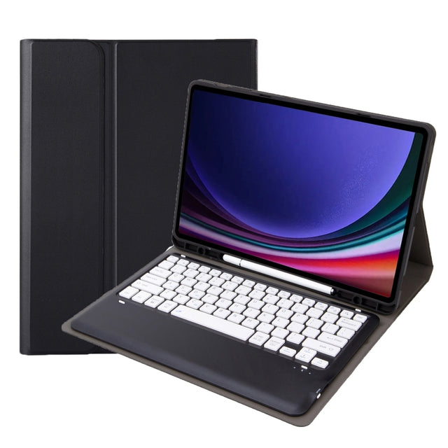 For Samsung Galaxy Tab S9+ A810B Pen Slot Detachable Bluetooth Keyboard Leather Tablet Case(Black+White)