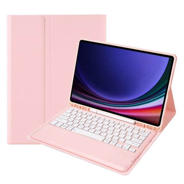 For Samsung Galaxy Tab S9+ A810B Pen Slot Detachable Bluetooth Keyboard Leather Tablet Case(Pink)