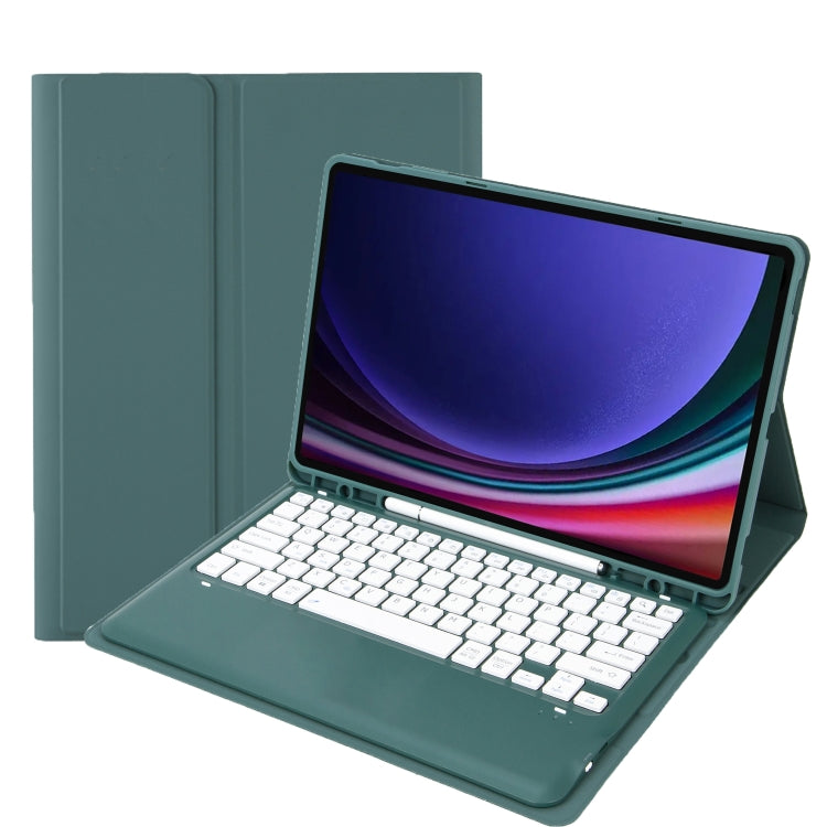 For Samsung Galaxy Tab S9 FE+ A810B Pen Slot Detachable Bluetooth Keyboard Leather Tablet Case(Dark Green) - Samsung Keyboard by PMC TechLife | Online Shopping South Africa | PMC TechLife