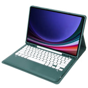 For Samsung Galaxy Tab S9 FE+ A810B Pen Slot Detachable Bluetooth Keyboard Leather Tablet Case(Dark Green)