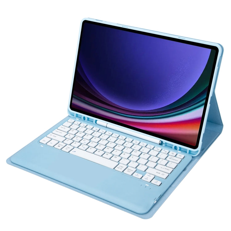 For Samsung Galaxy Tab S9 FE+ A810B Pen Slot Detachable Bluetooth Keyboard Leather Tablet Case(Sky Blue) - Samsung Keyboard by PMC TechLife | Online Shopping South Africa | PMC TechLife