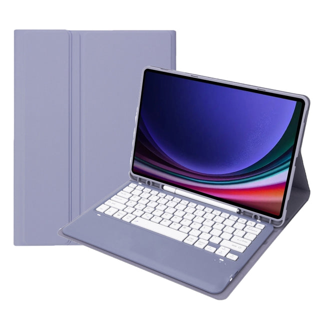 For Samsung Galaxy Tab S9 FE+ A810B Pen Slot Detachable Bluetooth Keyboard Leather Tablet Case(Purple)