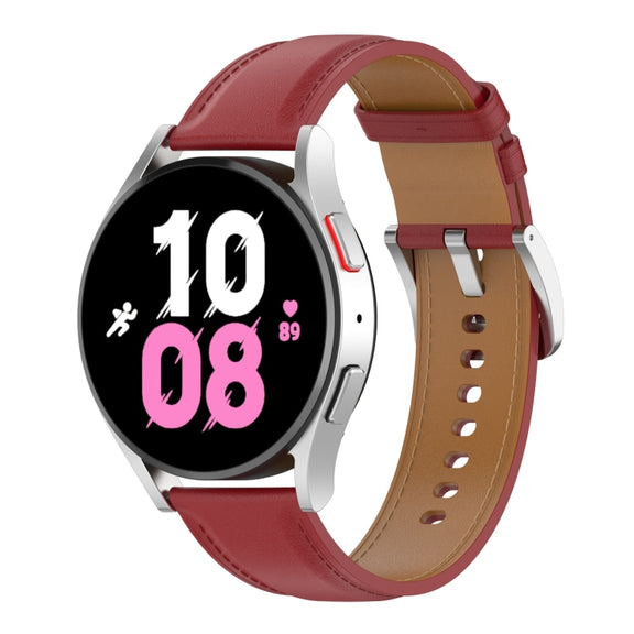 For Samsung Galaxy Watch 6 / 6 Classic Leather Replacement Watch Band(Red)