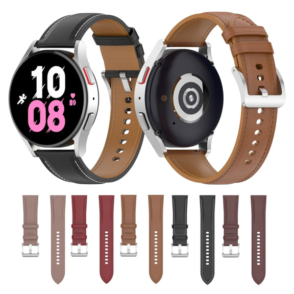 For Samsung Galaxy Watch 6 / 6 Classic Leather Replacement Watch Band(Black)