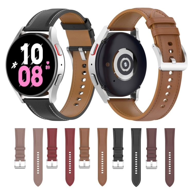 For Samsung Galaxy Watch 6 / 6 Classic Leather Replacement Watch Band(Dark Pink)