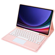 For Samsung Galaxy Tab S9+ A810B-A Touch Pad Detachable Bluetooth Keyboard Leather Tablet Case(Pink)